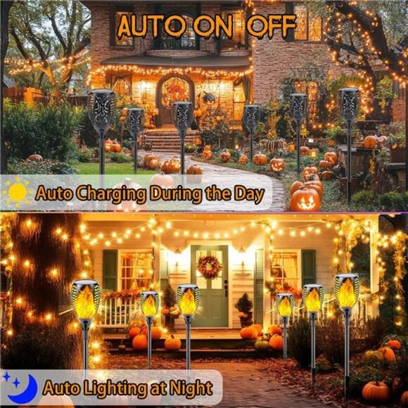 Upgraded Solar Lights Outdoor, 6 Pack Flickering Flame Solar Torch Lights - Picture 4 of 14